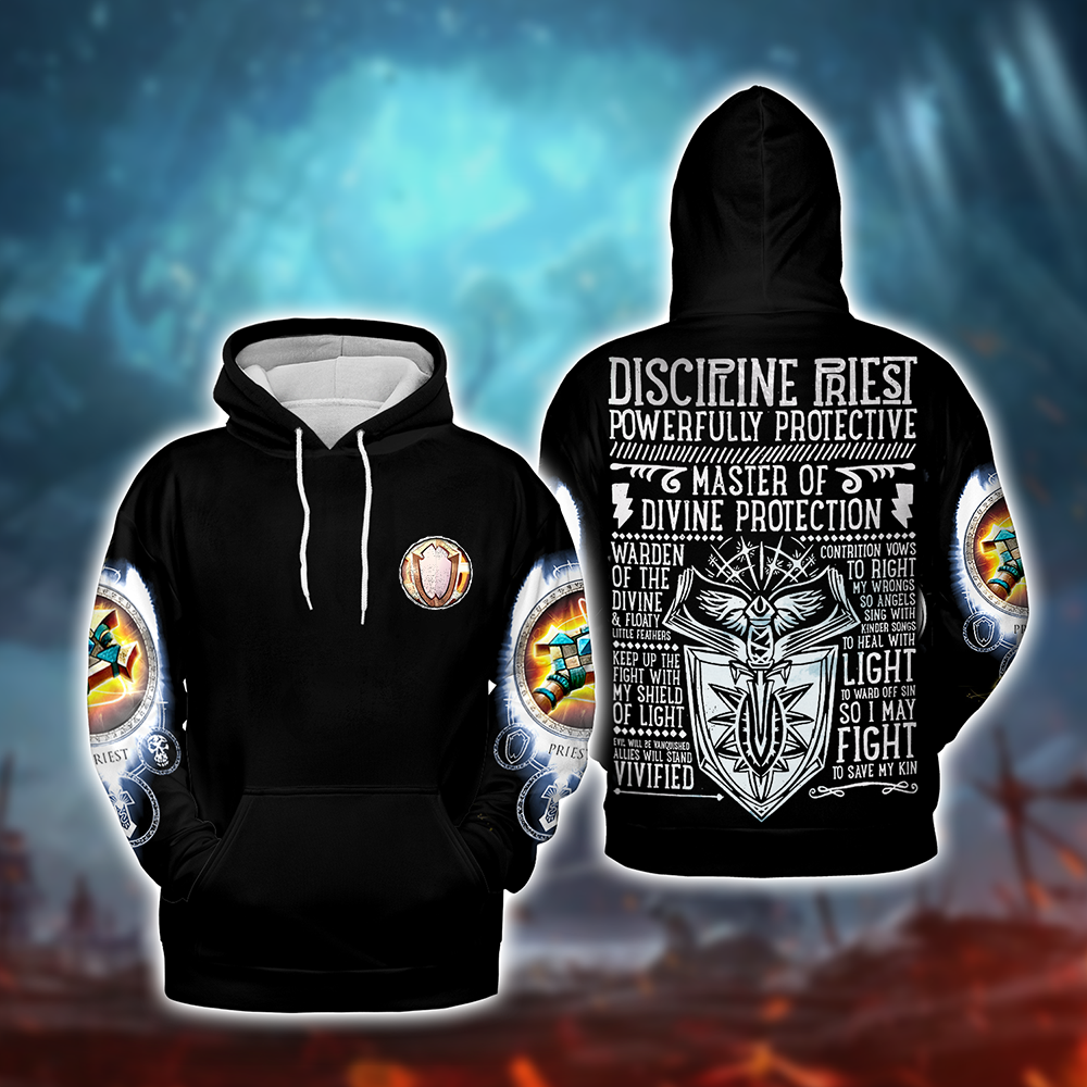 Discipline Priest Guide Priest Class V2 WoW Collections AOP Hoodie