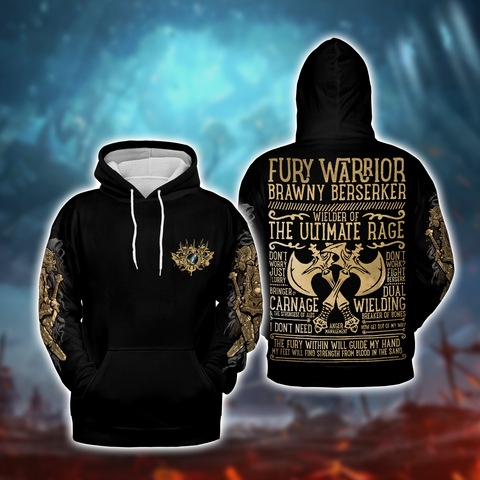 Fury Warrior WoW Class Guide V1 AOP Hoodie