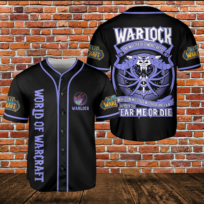 Warlock Class Icon V1 Classic Wow Collection AOP Baseball Jersey
