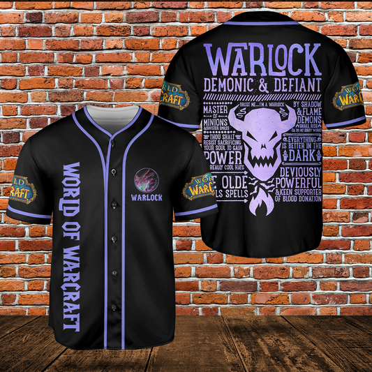 Warlock Class Icon V2 Classic Wow Collection AOP Baseball Jersey