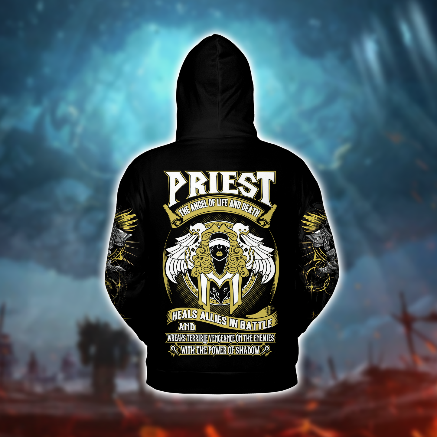 Priest - Invokers of Light and Darkness - WoW Class AOP Hoodie Lightweight