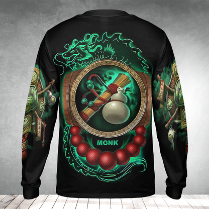 Monk Class Icon Color Wow AOP Long Sleeve Shirt
