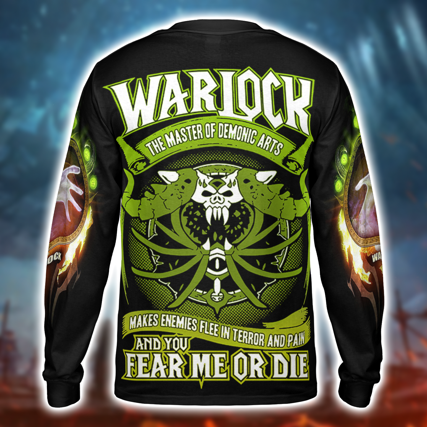 warlock class wow collector's edition AOP Long Sleeve Shirt