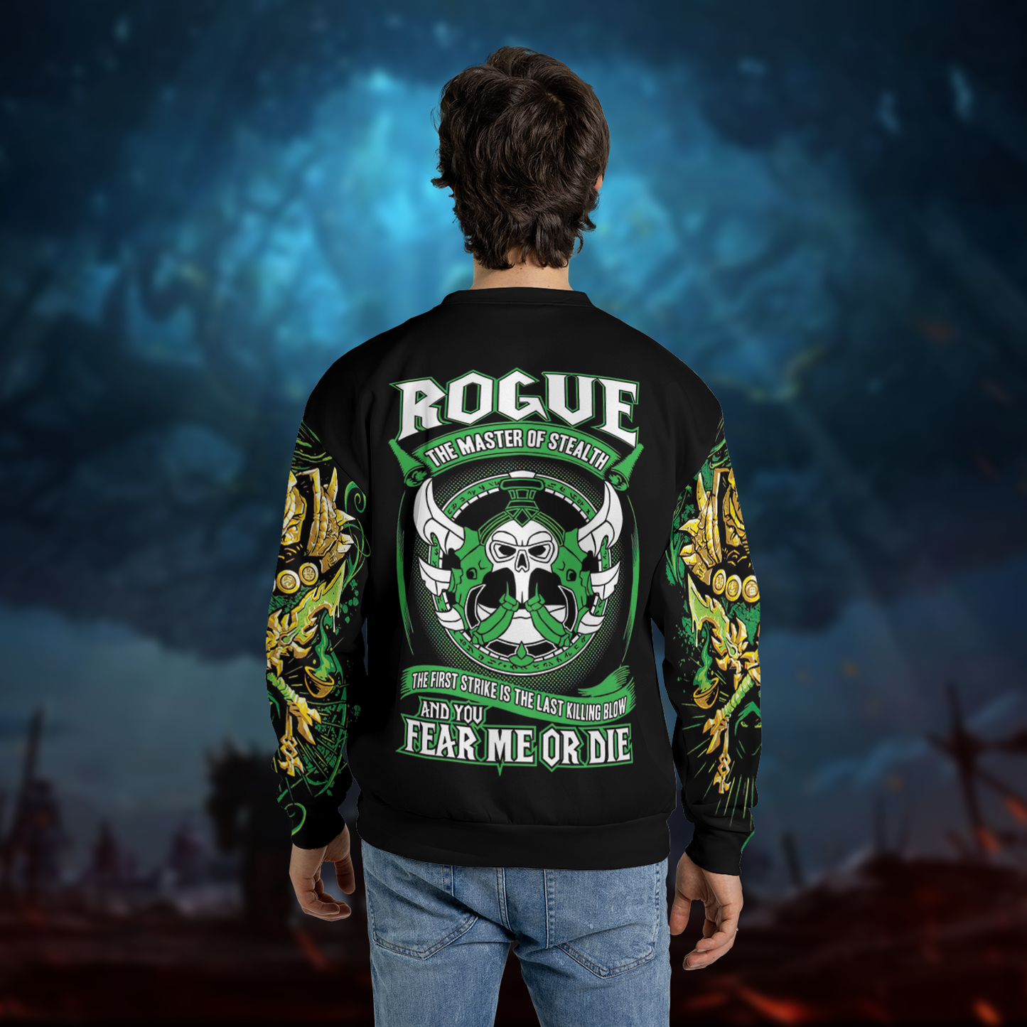 Rogue Class Color WoW AOP Sweatshirt Lightweight