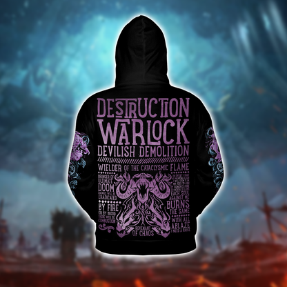 Destruction Warlock WoW Class Guide V1 AOP Hoodie