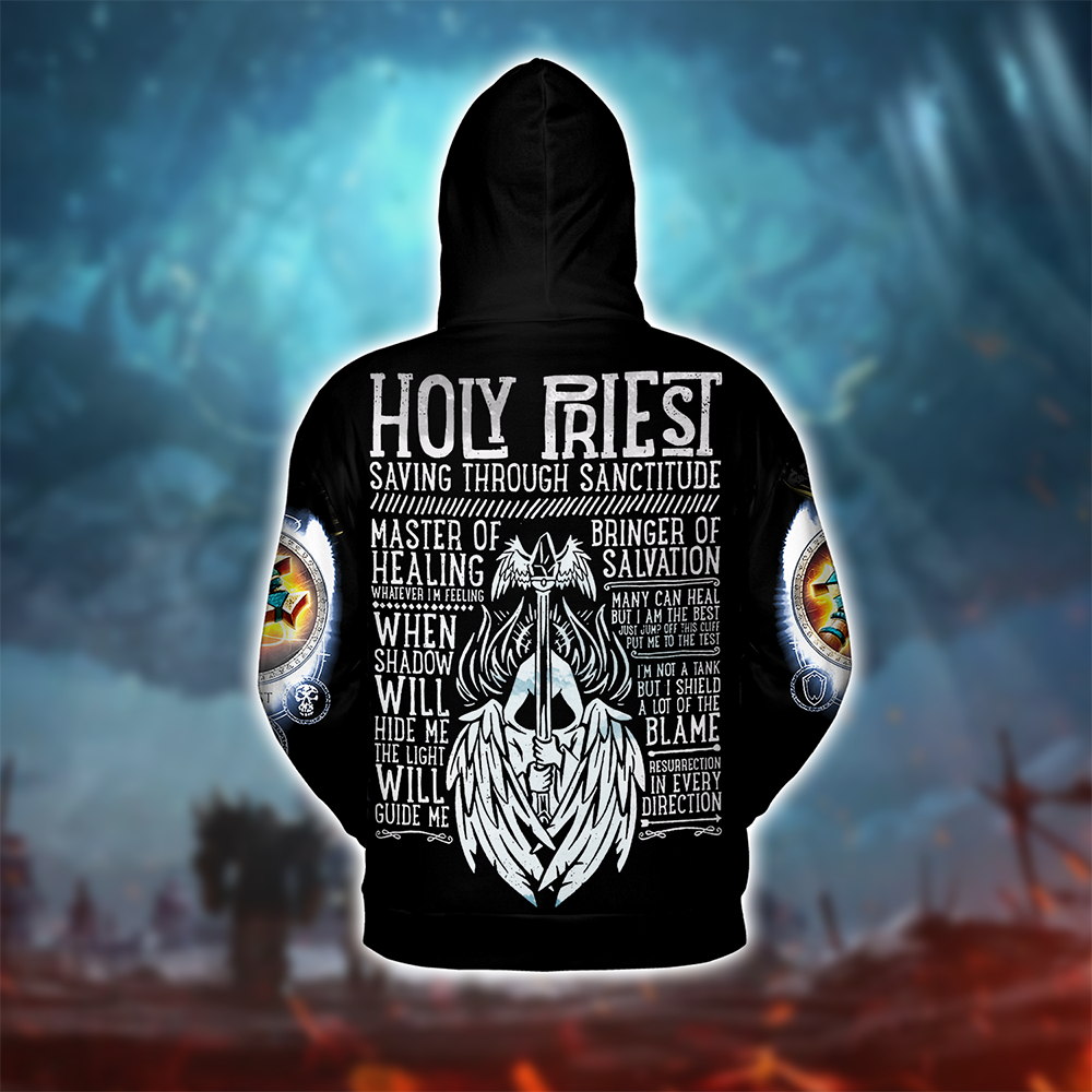 Holy Priest Guide Priest Class V2 WoW Collections AOP Hoodie