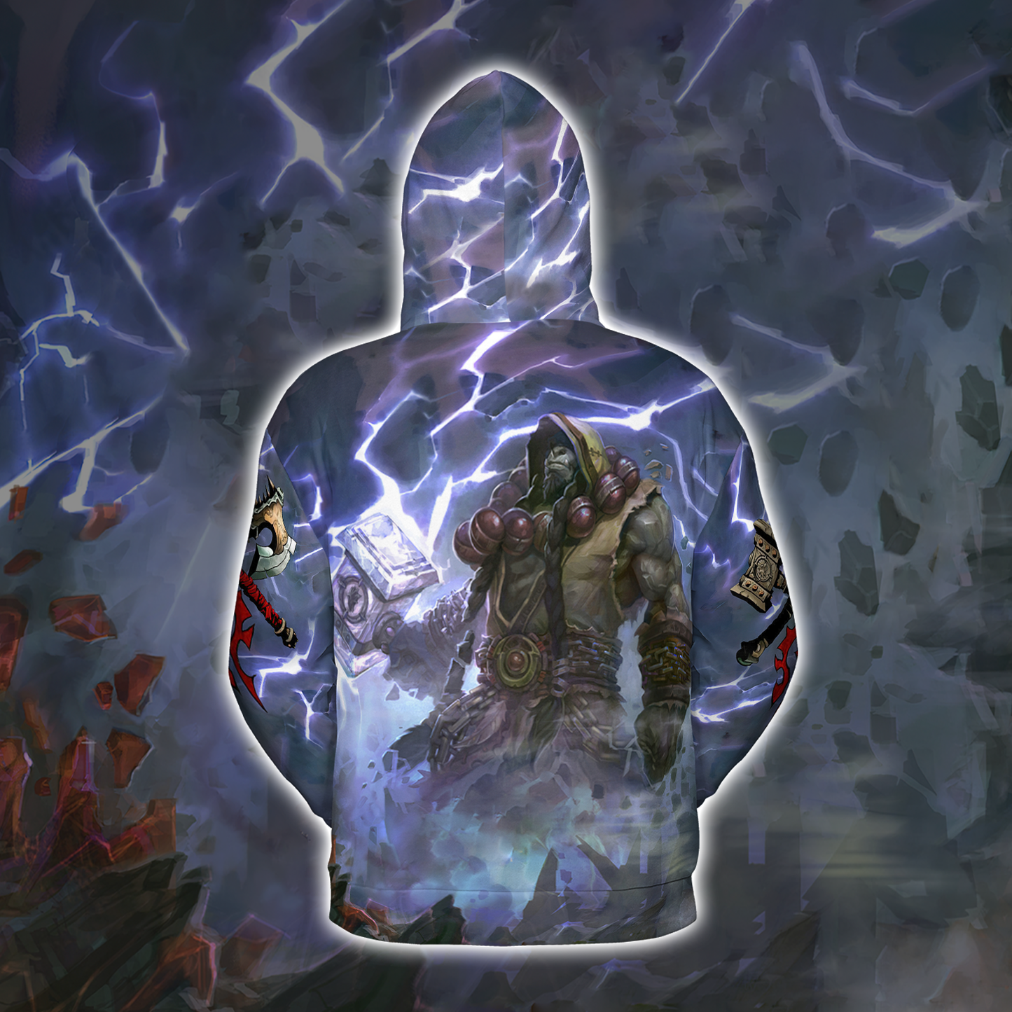 Thrall Warchief of the Restored Shamanistic Horde WoW Classic AOP Hoodie Lightweight