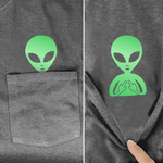 Funny Alien Middle Finger Pocket Shirt
