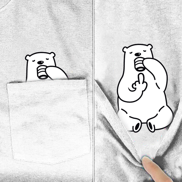 Bear drinks Middle Finger Pocket Shirt