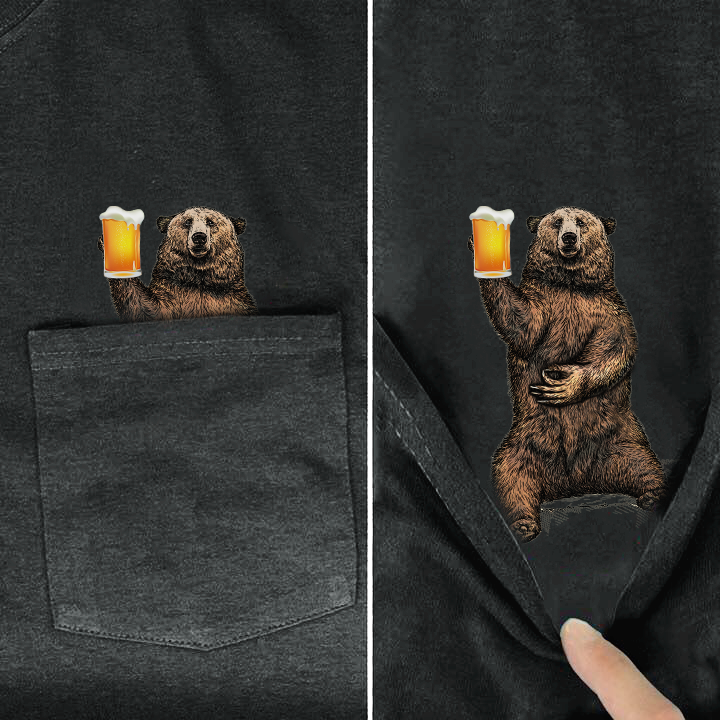 Beer is with Ok Bear Middle Finger Pocket Shirt