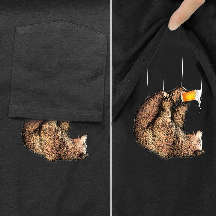 Beer is with Falling Bear Flipping Pocket Shirt