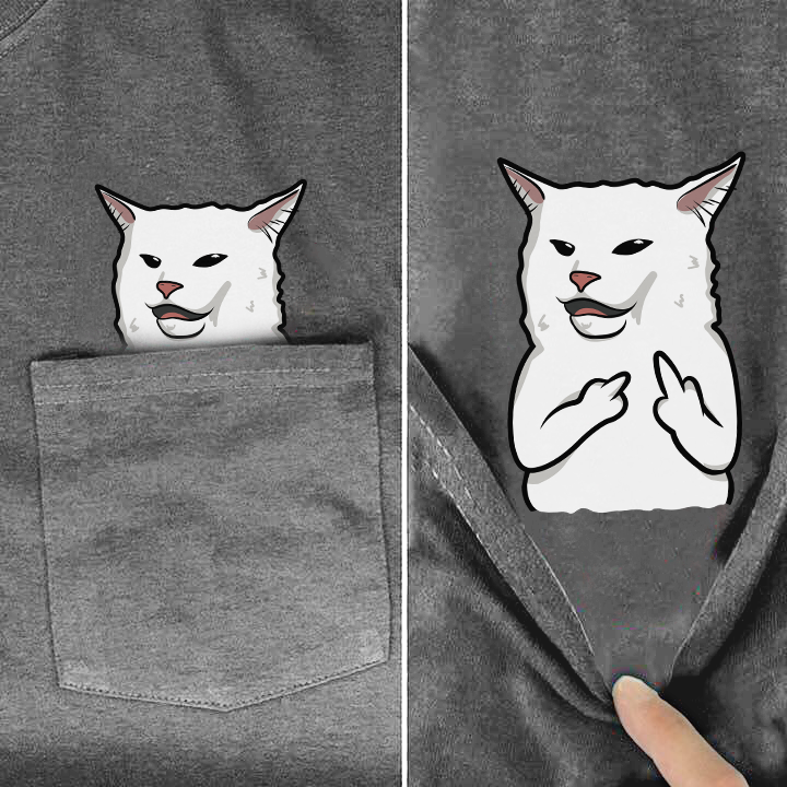 Cat Middle Finger Pocket Shirt