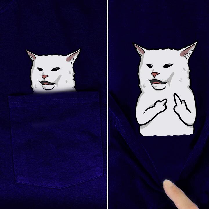 Cat Middle Finger Pocket Shirt