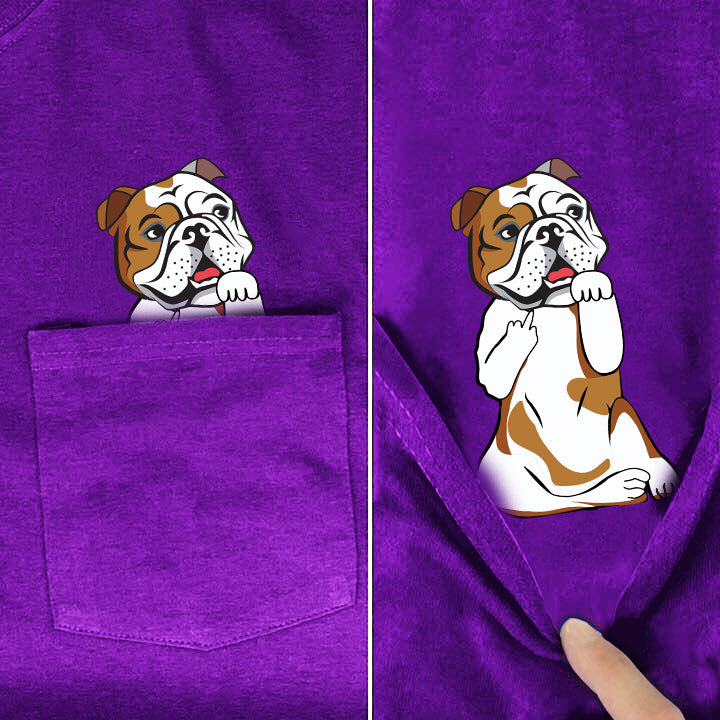 English Bulldog Middle Finger Pocket Shirt