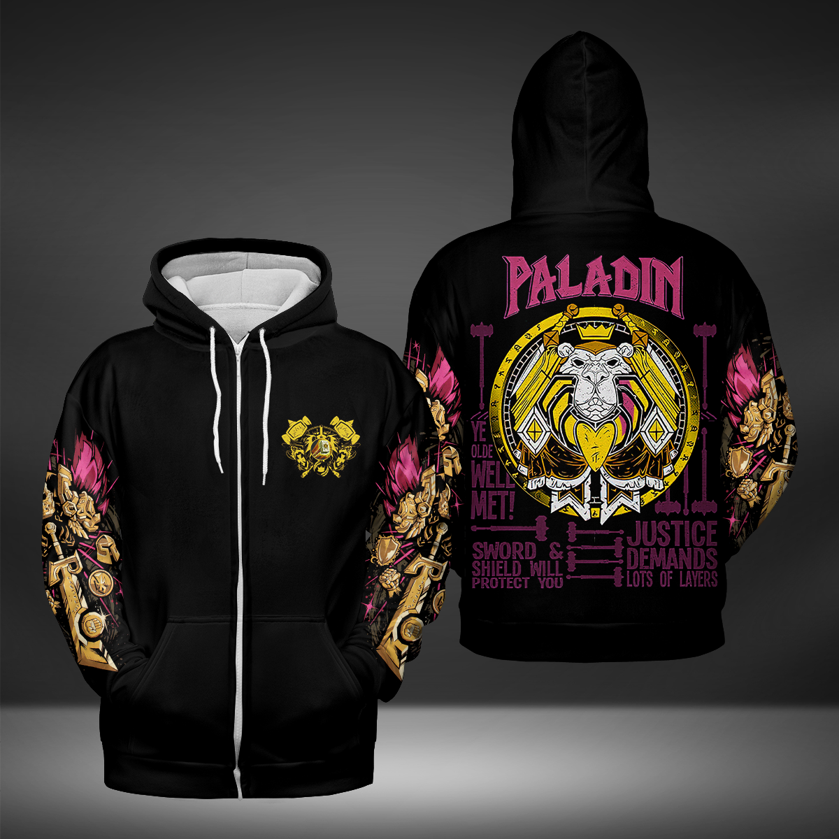 Paladin Class Quote All-over Print Zip Hoodie ( Lightweight )