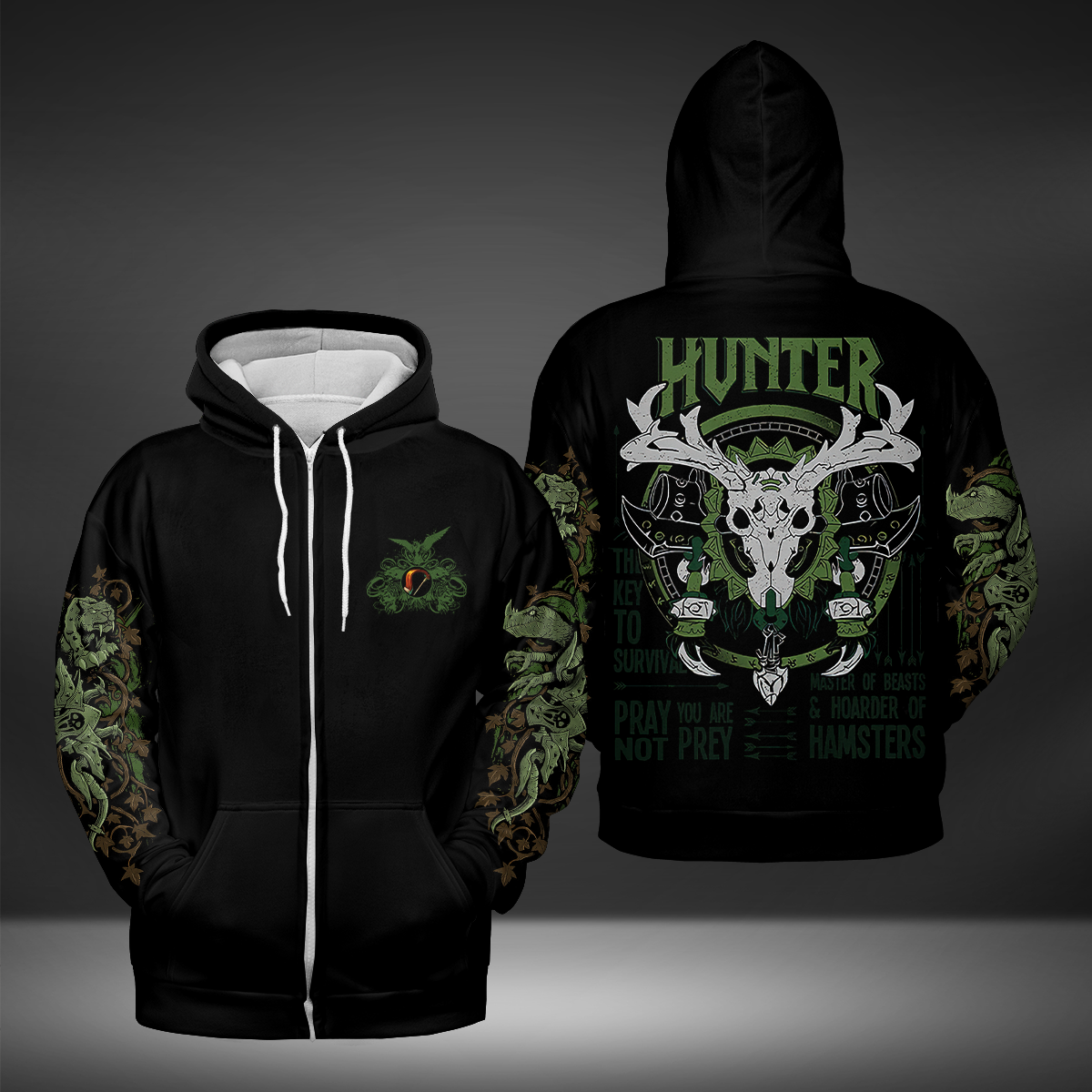 Hunter Class Quote All-over Print Zip Hoodie ( Midweight )