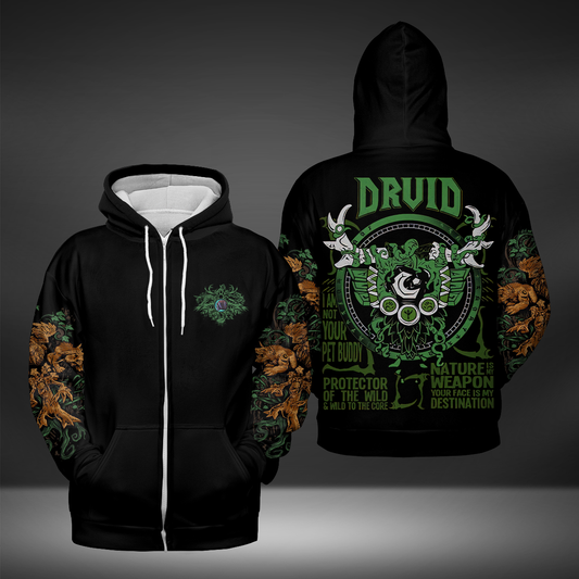 Druid Class Quote All-over Print Zip Hoodie ( Midweight )