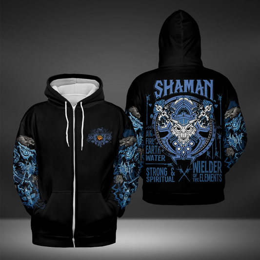 Shaman Class Quote All-over Print Zip Hoodie ( Midweight )