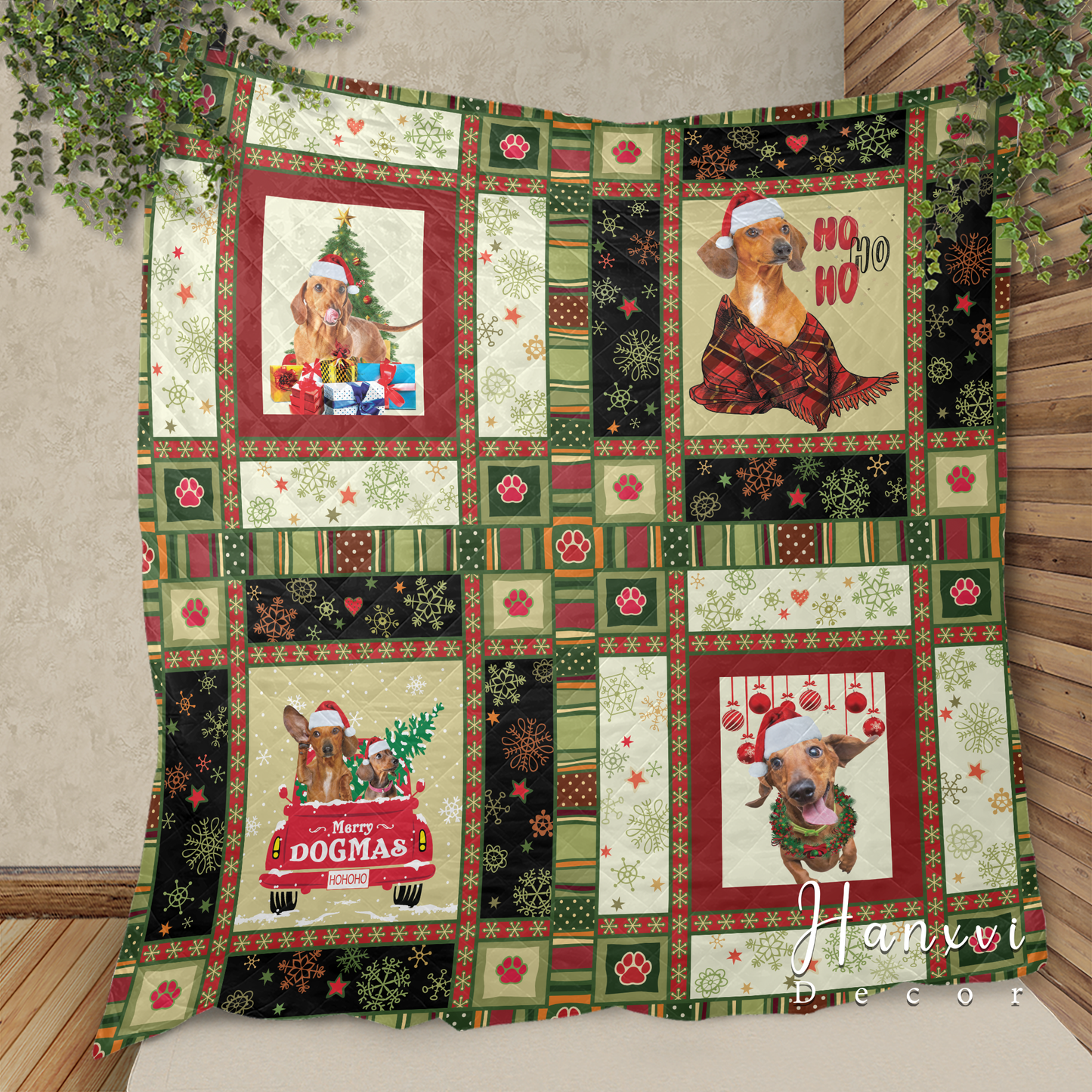 Dachshund Dog Pet Lover Christmas Premium Quilt Blanket