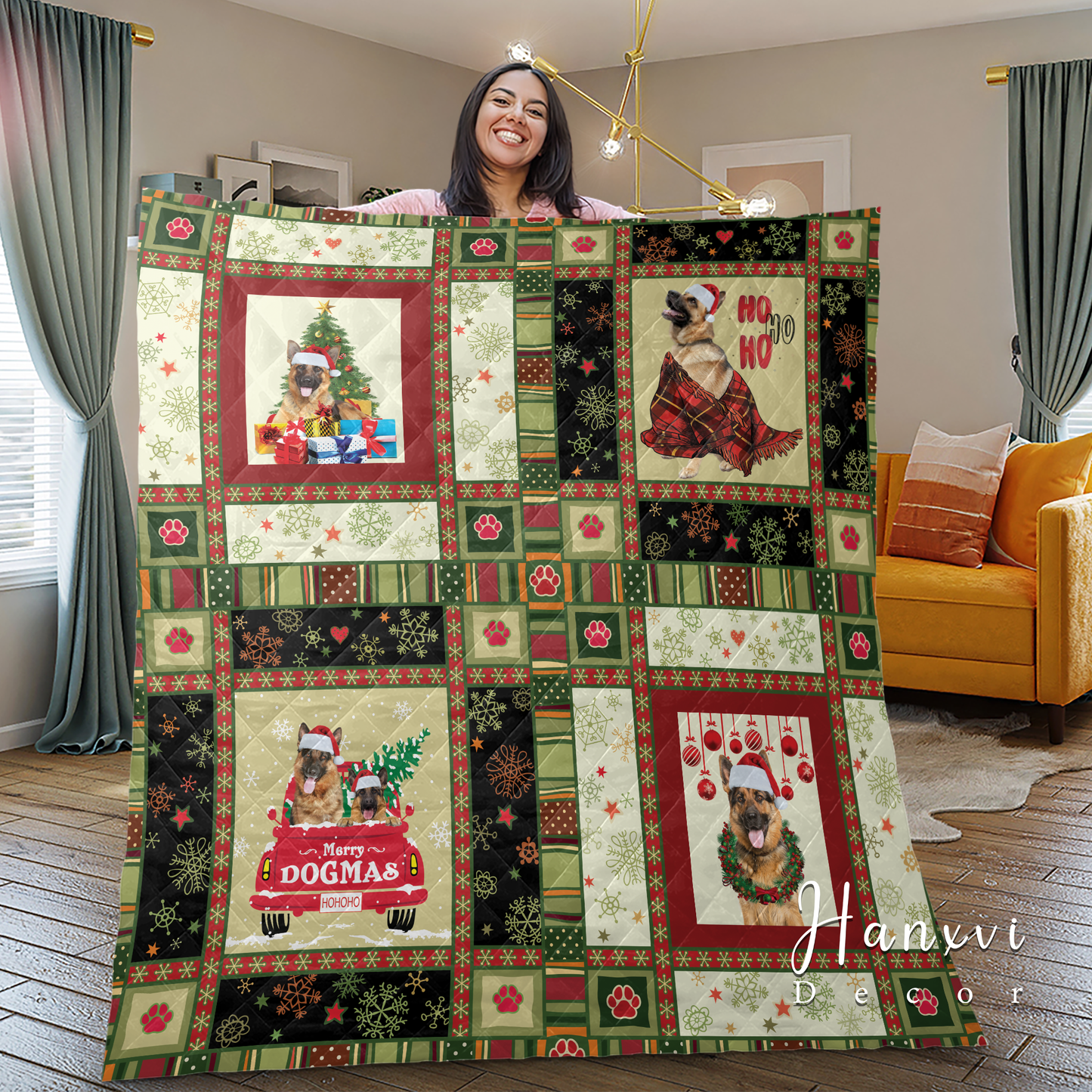German Shepherd Dog Pet Lover Christmas Premium Quilt Blanket
