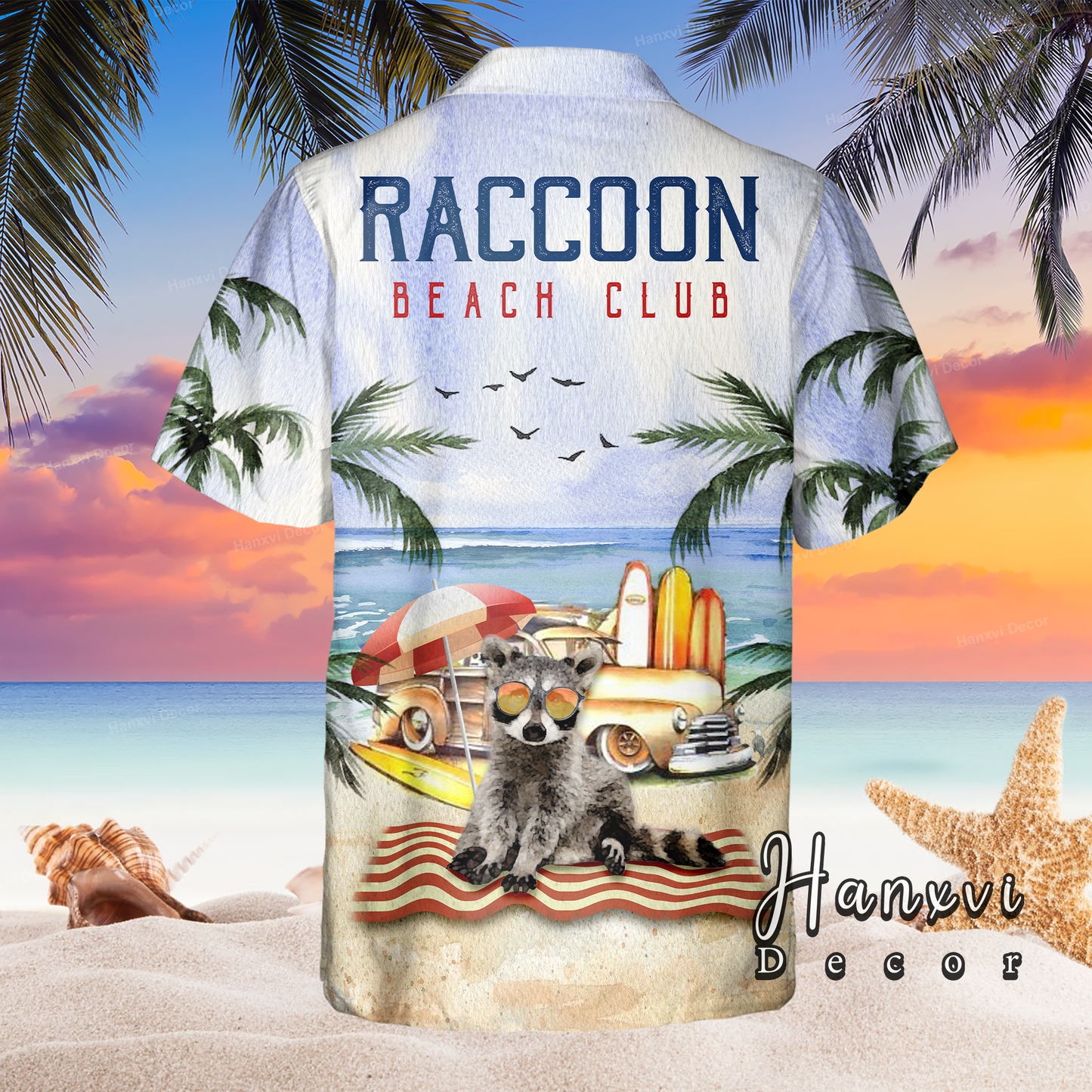 RACCOON Beach Club Hawaiian Shirt