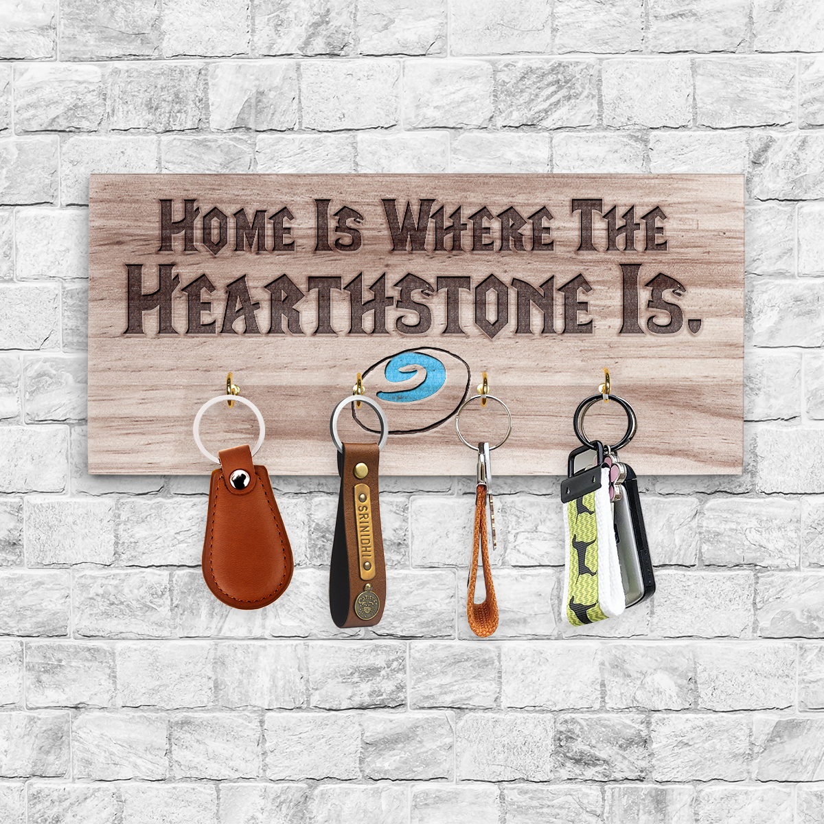 World of Warcraft Home Is Where The Hearthstone Is Wood Key Holder