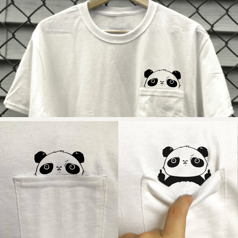 Funny Panda Middle Finger Pocket Shirt