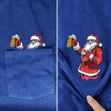 Santa with beer Middle Finger Pocket Shirt
