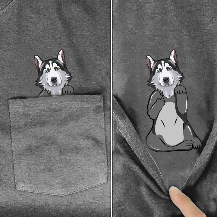 Siberian Husky V2 Middle Finger Pocket Shirt