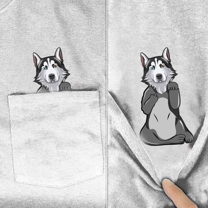 Siberian Husky V2 Middle Finger Pocket Shirt