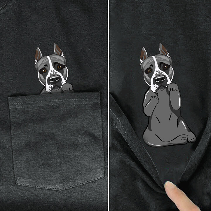 Staffordshire Terrier Pitbull V3 Middle Finger Pocket Shirt