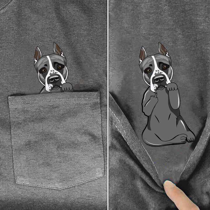 Staffordshire Terrier Pitbull V3 Middle Finger Pocket Shirt