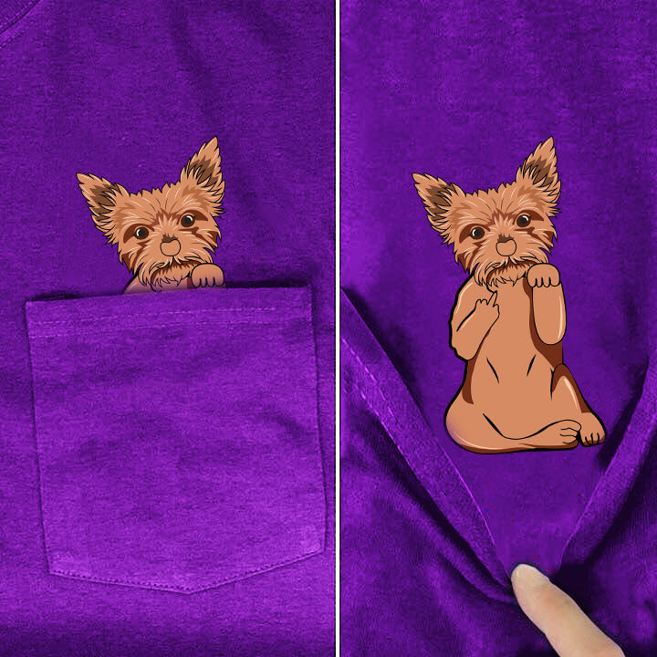 Yorkshire Terrier Middle Finger Pocket Shirt