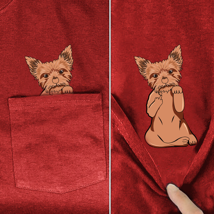 Yorkshire Terrier Middle Finger Pocket Shirt