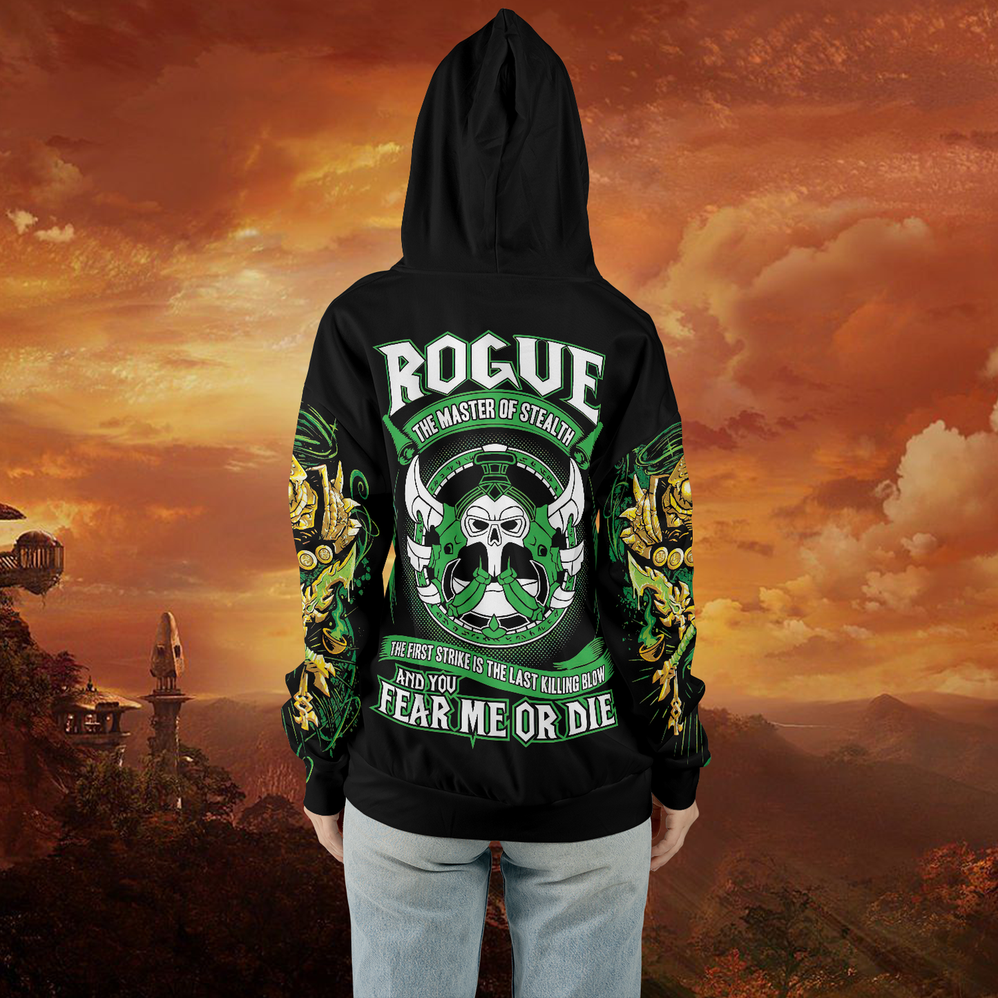 WoW Rogue Class Definition Icon V1 All-over Print Zip Hoodie