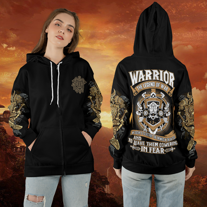 WoW Warrior Class Definition Icon V1 All-over Print Zip Hoodie