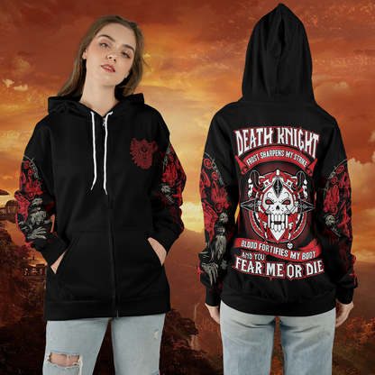 WoW Death Knight Class Definition Icon V1 All-over Print Zip Hoodie