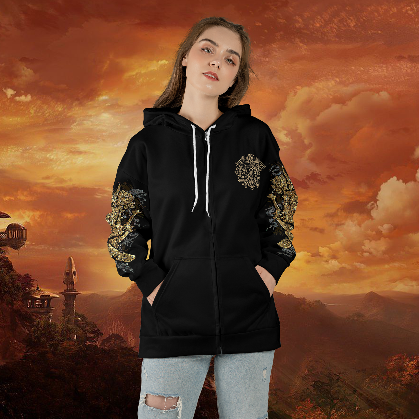 WoW Warrior Class Definition Icon V1 All-over Print Zip Hoodie