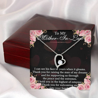 To My Mother In Law I Can See His Face In Yours Mother's Day Gift Forever Love Necklace