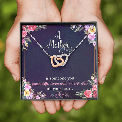 A MOTHER HAPPY MOTHER'S DAY INTERLOCKING HEART NECKLACE
