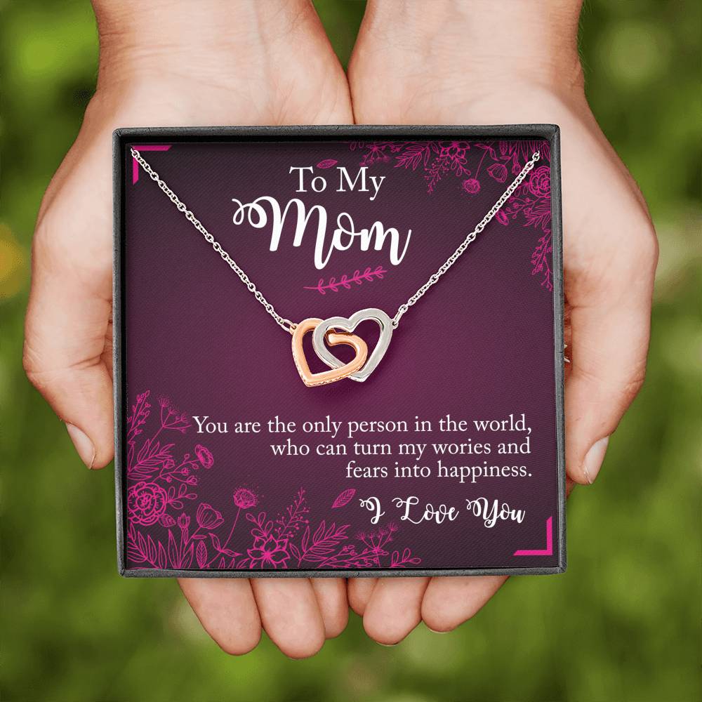 To My Mom Happy Mother's Day Interlocking Heart Necklace