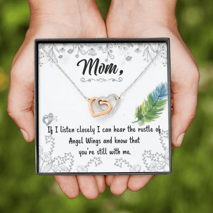 MOM IS STILL WITH ME HAPPY MOTHER'S DAY INTERLOCKING HEART NECKLACE