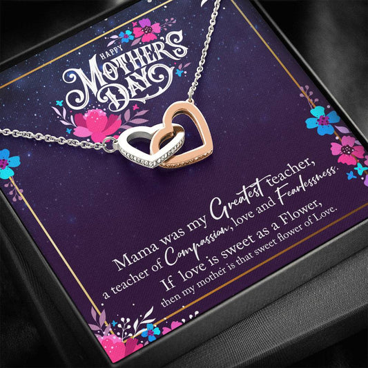 A Greatest Teacher Happy Mother's Day Interlocking Heart Necklace