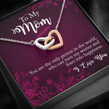 To My Mom Happy Mother's Day Interlocking Heart Necklace