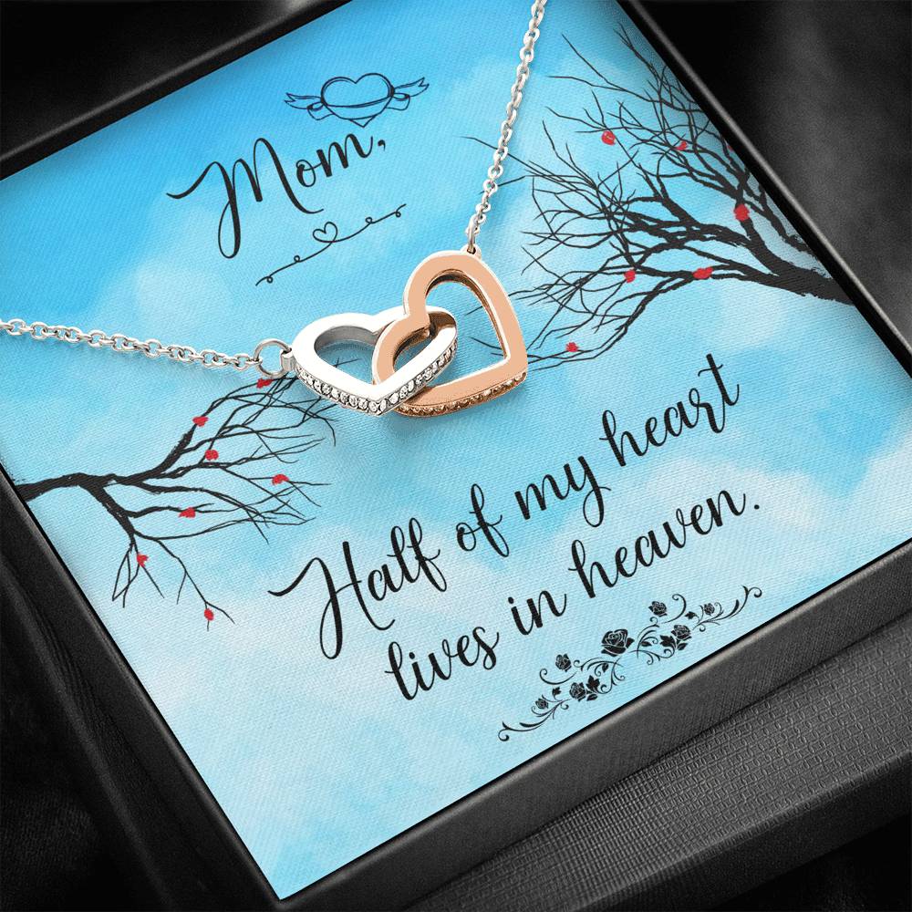 Mom Half Of My Heart Mother's Day Gift Interlocking Heart Necklace