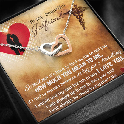 To My Beautiful Girlfriend Sometimes It's Hard To Find Words To Tell You Mother's Day Interlocking Heart Necklace