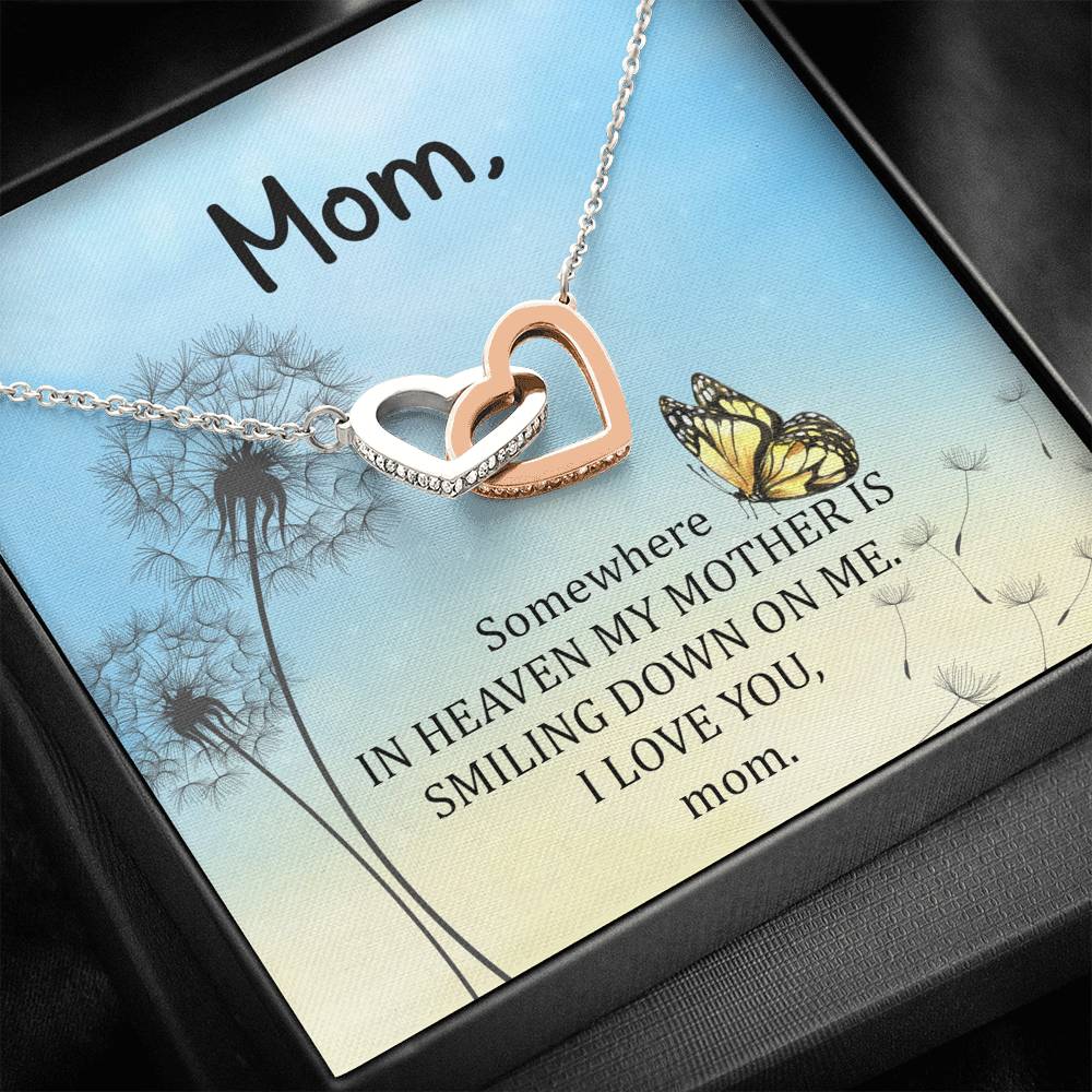 Mom Happy Mother's Day Interlocking Heart Necklace