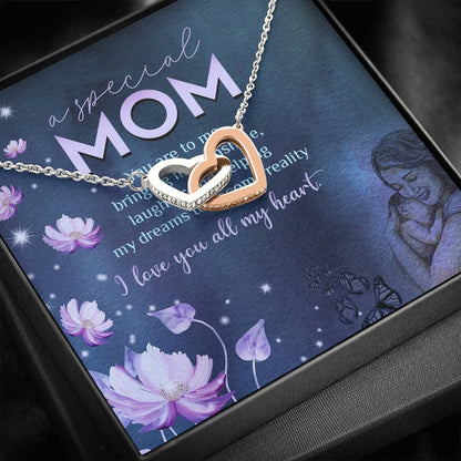 A SPECIAL MOM HAPPY MOTHER'S DAY INTERLOCKING HEART NECKLACE