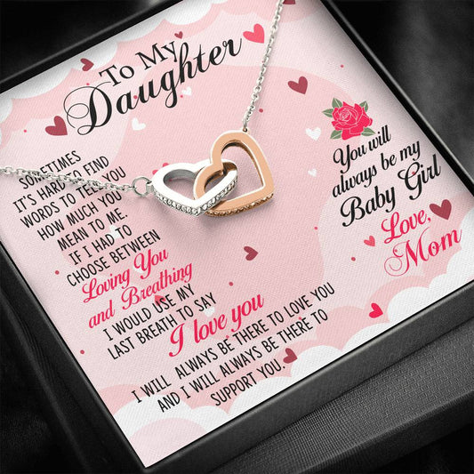 To My Daughter Happy Mother's Day Interlocking Heart Necklace