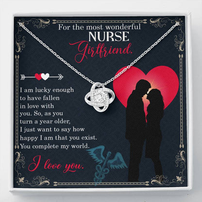 For The Most Wonderful Nurse Girlfriend Gift Love Knot Necklace